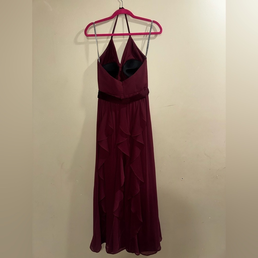 Vera Wang Deep Burgundy Halter Backless Dress - Picture 5 of 9